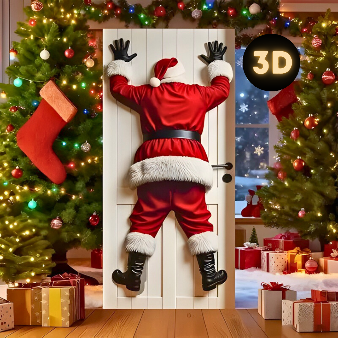 PèrePorté® - Autocollant 3D de Porte du Père Noël