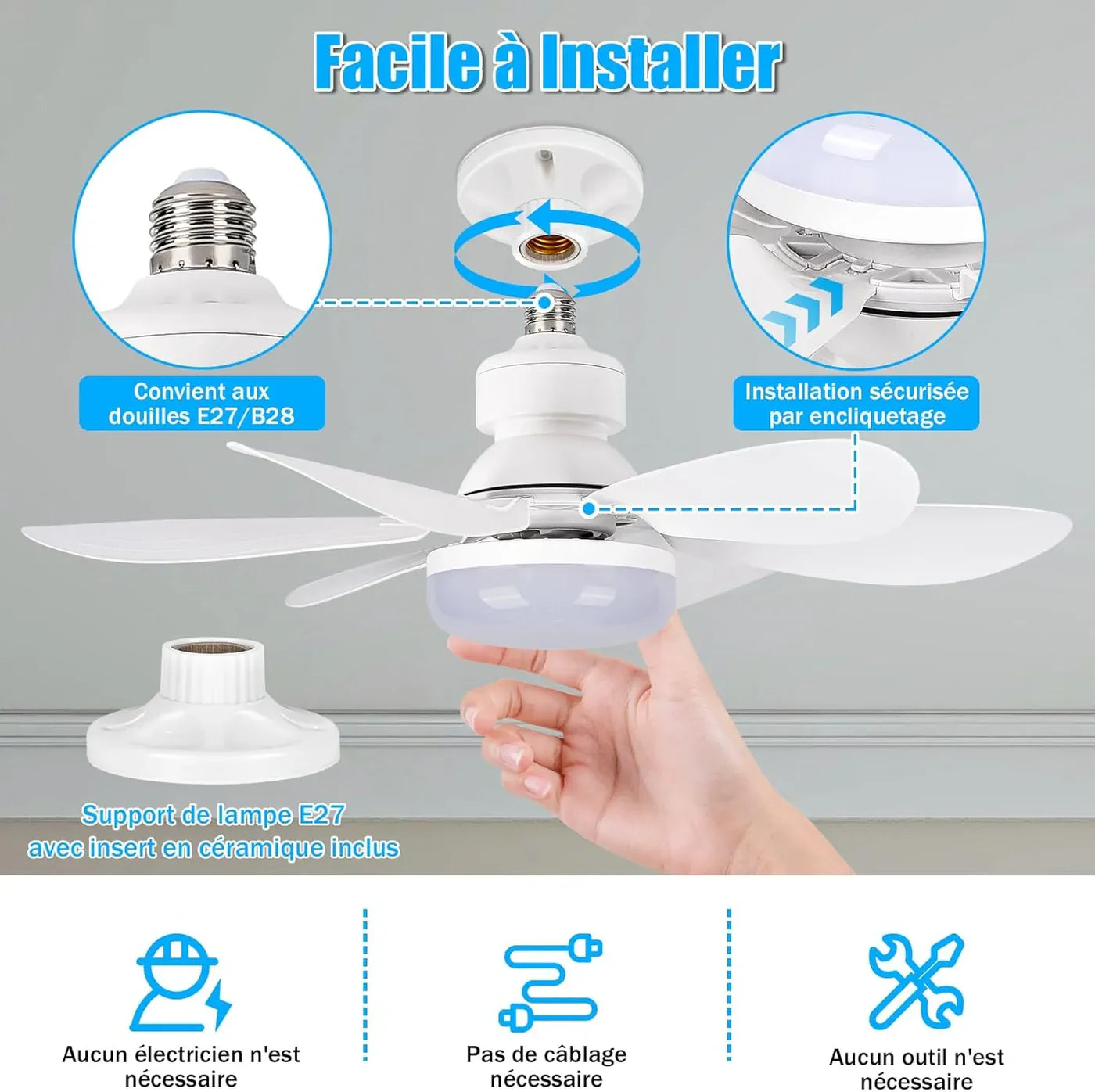 LuminAir® - Ventilateur de plafond avec Lumière LED Réglables