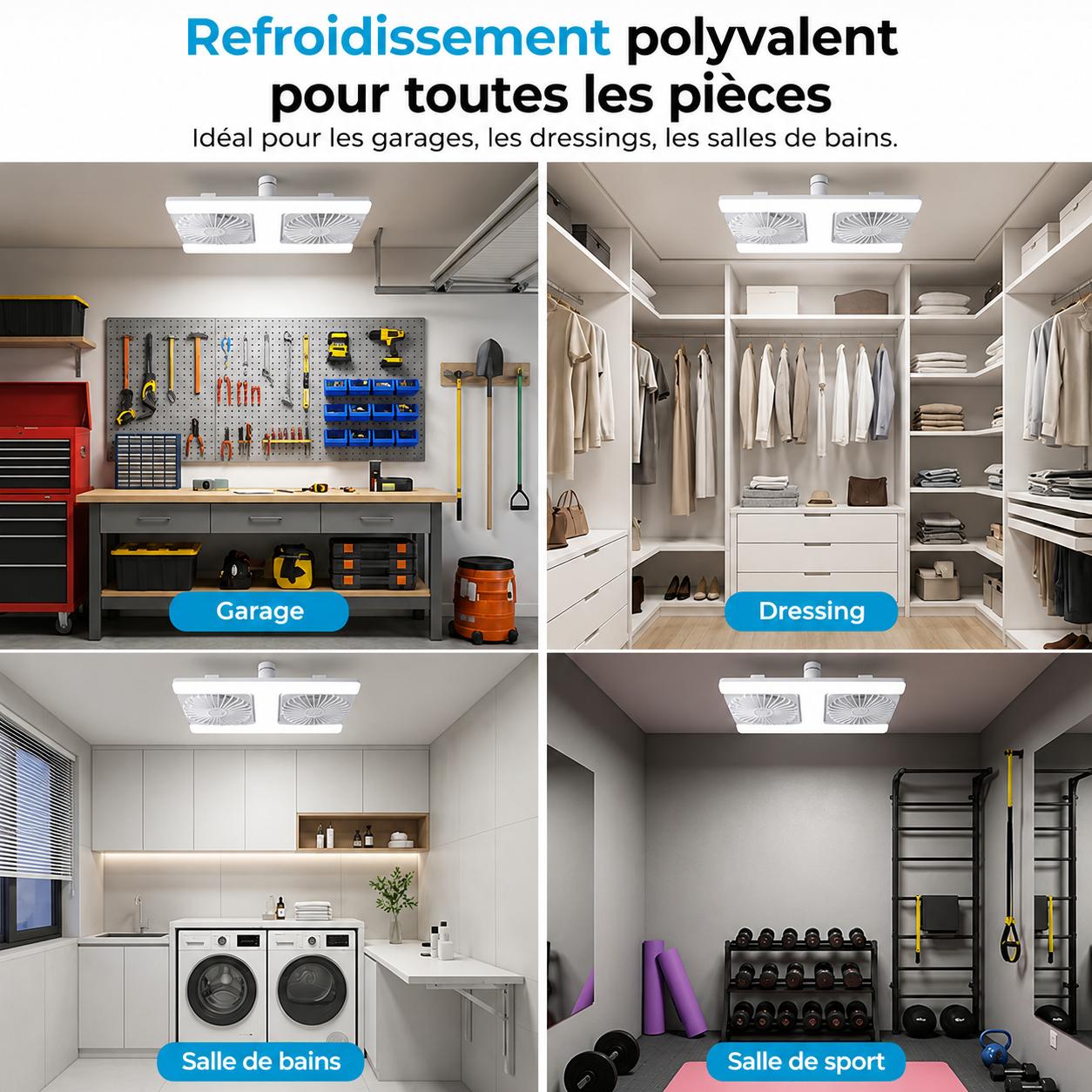 AéroLED® - Ventilateur de Plafond à Double Tête avec LED