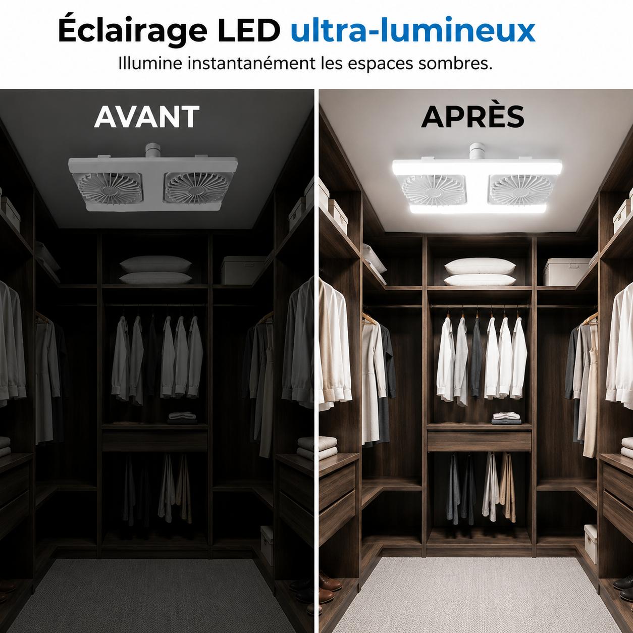 AéroLED® - Ventilateur de Plafond à Double Tête avec LED
