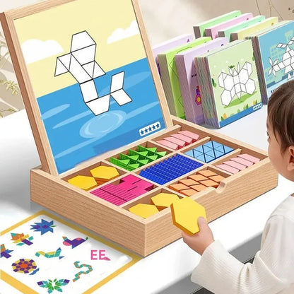 MagikBlocs® - Puzzle Magnétique en Bois (180 Pièces Géométriques)