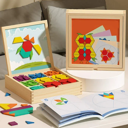 MagikBlocs® - Puzzle Magnétique en Bois (180 Pièces Géométriques)