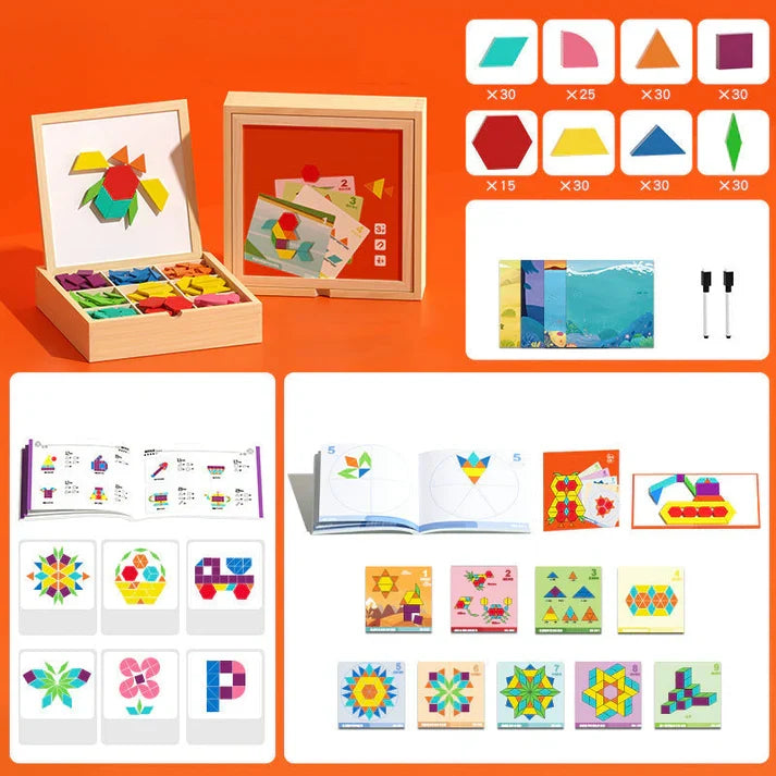 MagikBlocs® - Puzzle Magnétique en Bois (180 Pièces Géométriques)